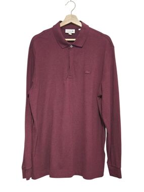 Lacoste Long Sleeve Polo Shirt in Burgundy Mens Size XXL